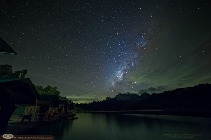 A night sky at the rainforest camp