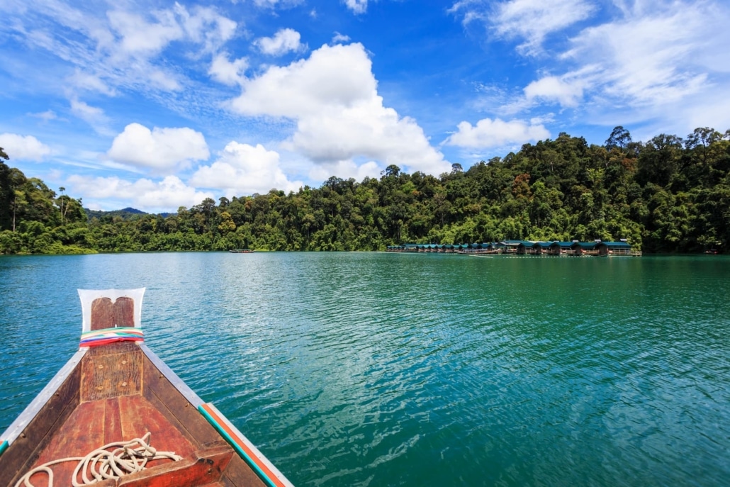 Long-tailed boat to Elephant Hills Lake Camp